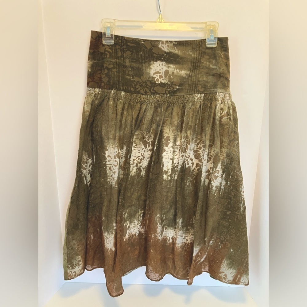 Calvin Klein Women’s Midi Skirt, Size 2, Olive Green/Brown